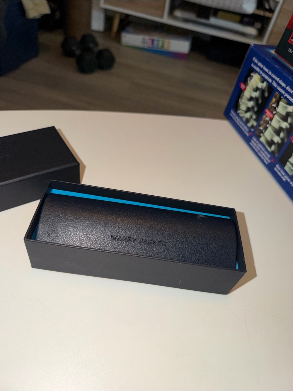 Warby Parker Black Case with Bright Blue Trim